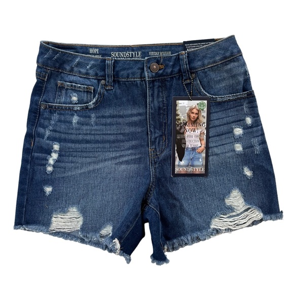 Sound Style Pants - Sound Style Womens 4 26 Med Wash Denim Hope High Rise Vintage Reunion Jean Short